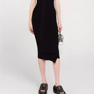 Versace Black Asymmetrical Midi Pencil Dress